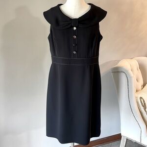 TAHARI Arthur S. Levine staple career black sheath dress O/S round collar 12P